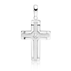 Cruce argint cu piatra DiAmanti K0102R_W-DIA (Argint 925‰ 3,9 g.)